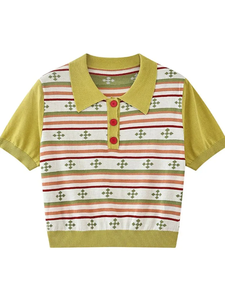 Classic Retro Polo Neck Short Sleeve T-Shirt【s0000008857】