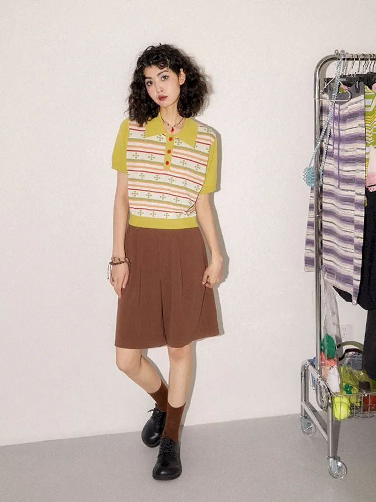 Classic Retro Polo Neck Short Sleeve T-Shirt【s0000008857】