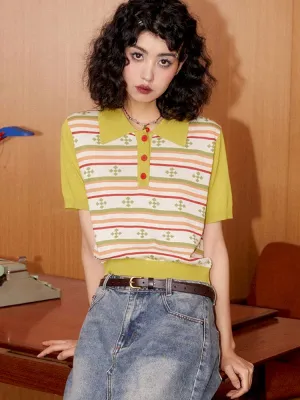 Classic Retro Polo Neck Short Sleeve T-Shirt【s0000008857】