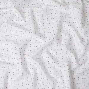 Contemporary Abstract Printed Linen Fabric, 150 cm Width - Navy & Gold Flecked on White-D18739
