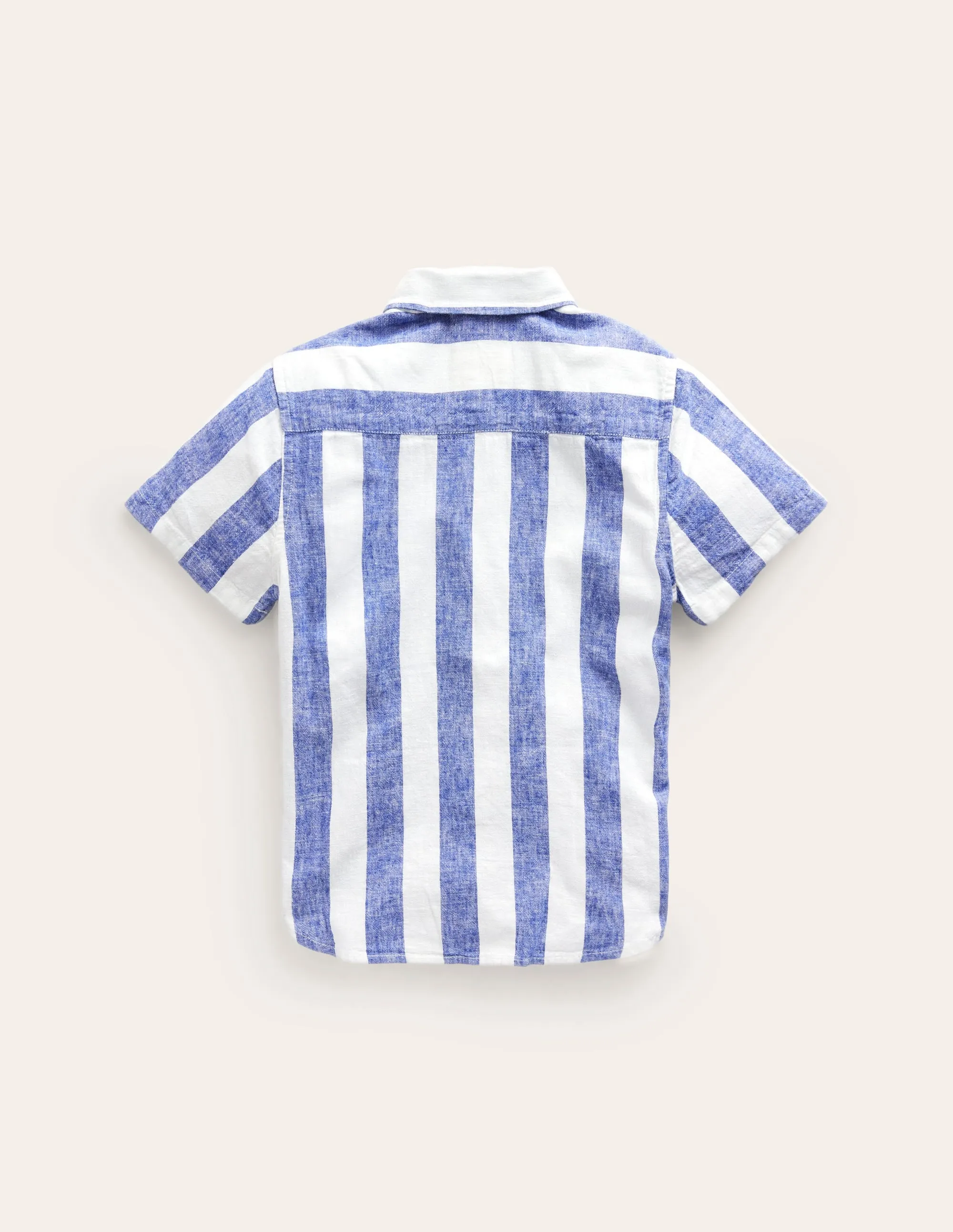 Cotton Linen Shirt-Sapphire Blue / Ivory Stripe
