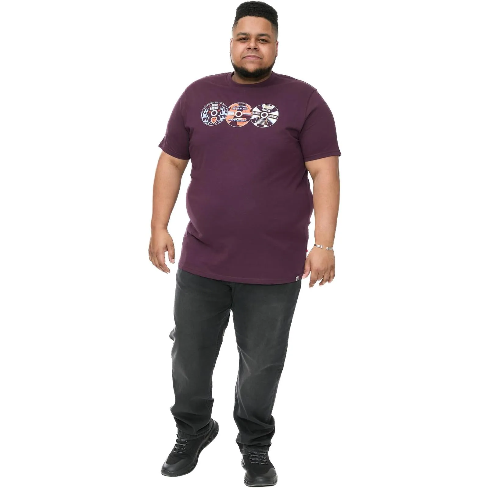D555 Mens Gibbs Big & Tall Vintage CD's Print Short Sleeve T-Shirt