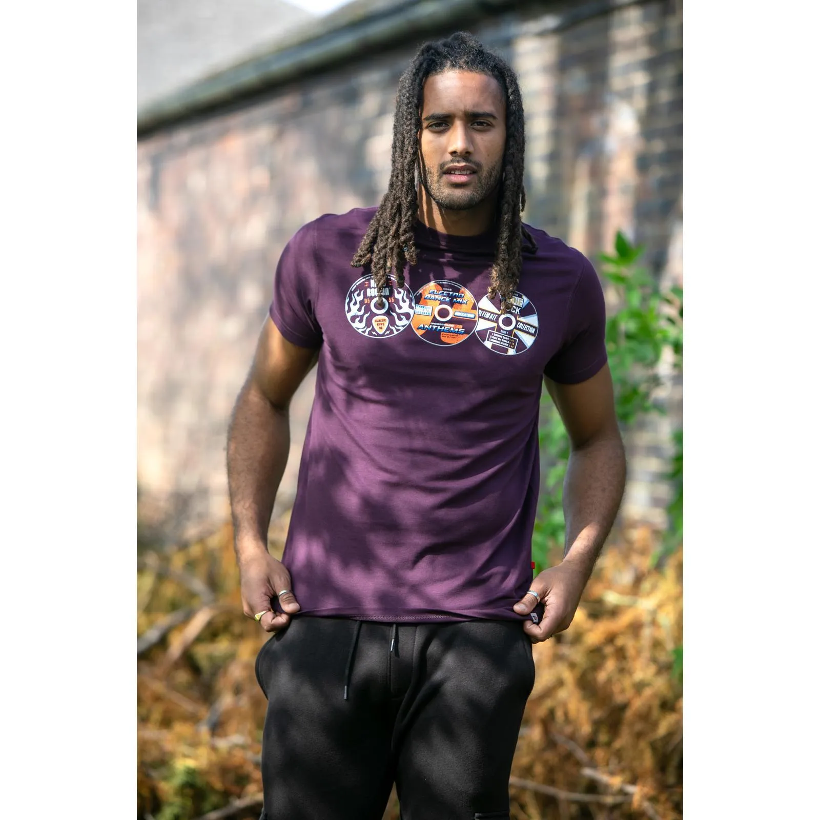 D555 Mens Gibbs Big & Tall Vintage CD's Print Short Sleeve T-Shirt