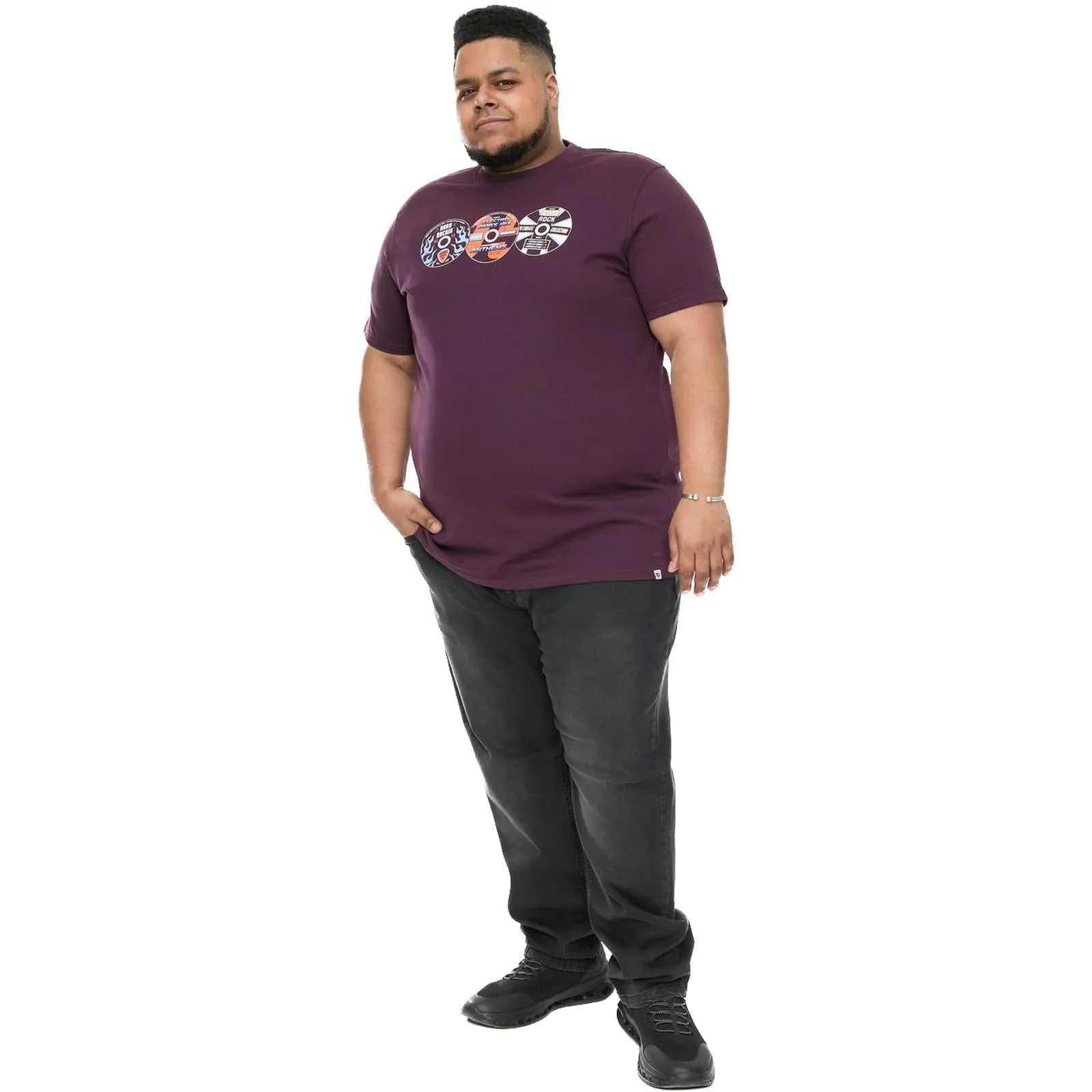 D555 Mens Gibbs Big & Tall Vintage CD's Print Short Sleeve T-Shirt