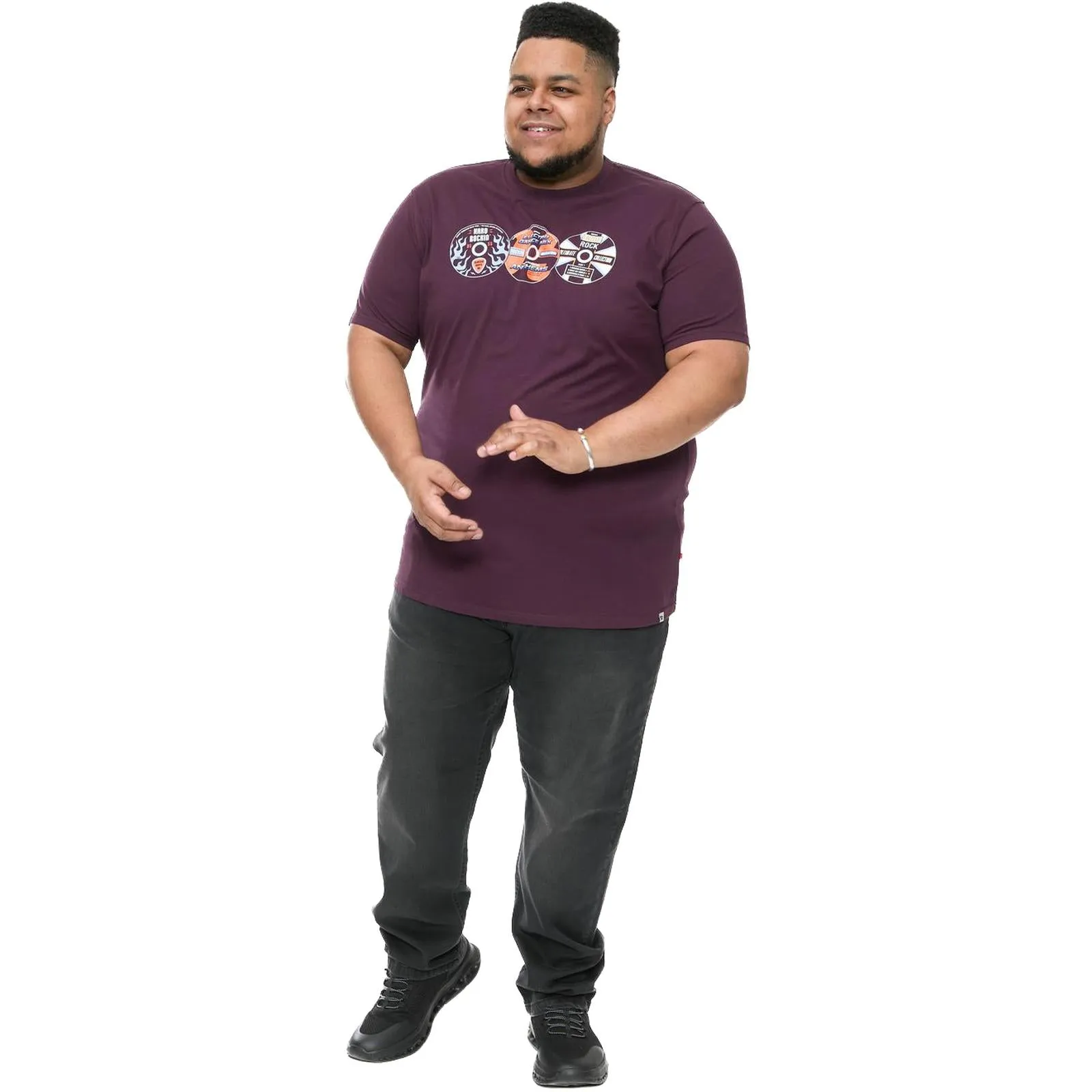 D555 Mens Gibbs Big & Tall Vintage CD's Print Short Sleeve T-Shirt