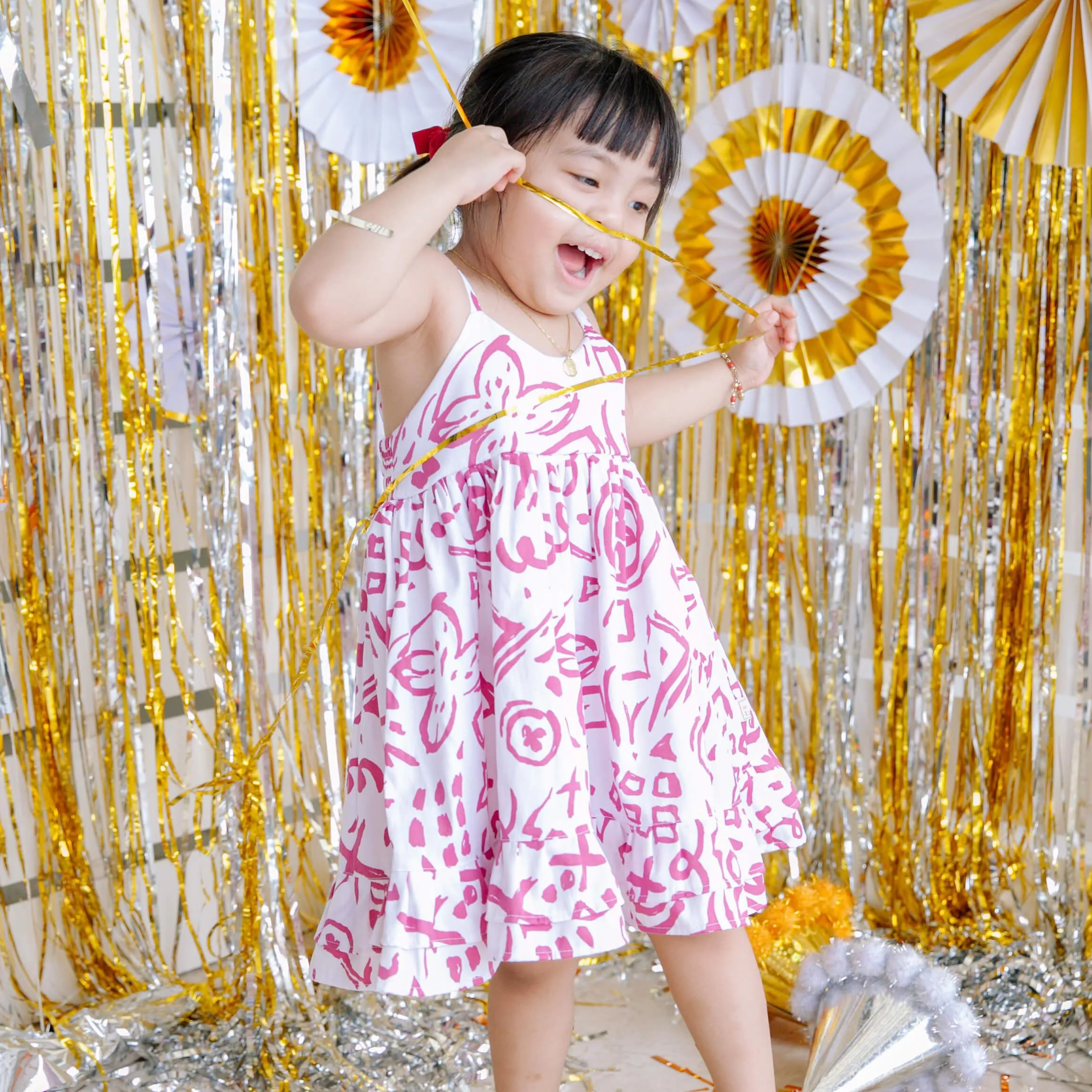 Dahlia Dress - Tie-Strap in Pink Cotton Stretch