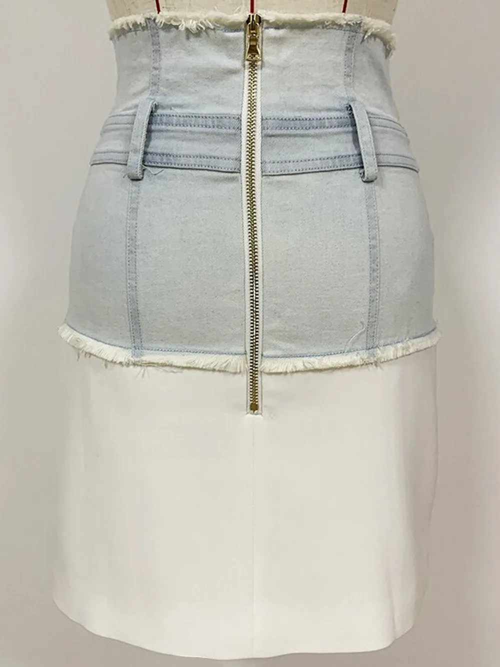 Denim Trim Asymmetrical Mini Skirt