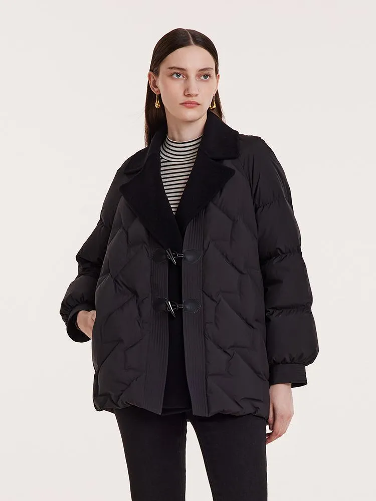 Double-Layer Horn Button Goose Down Garment
