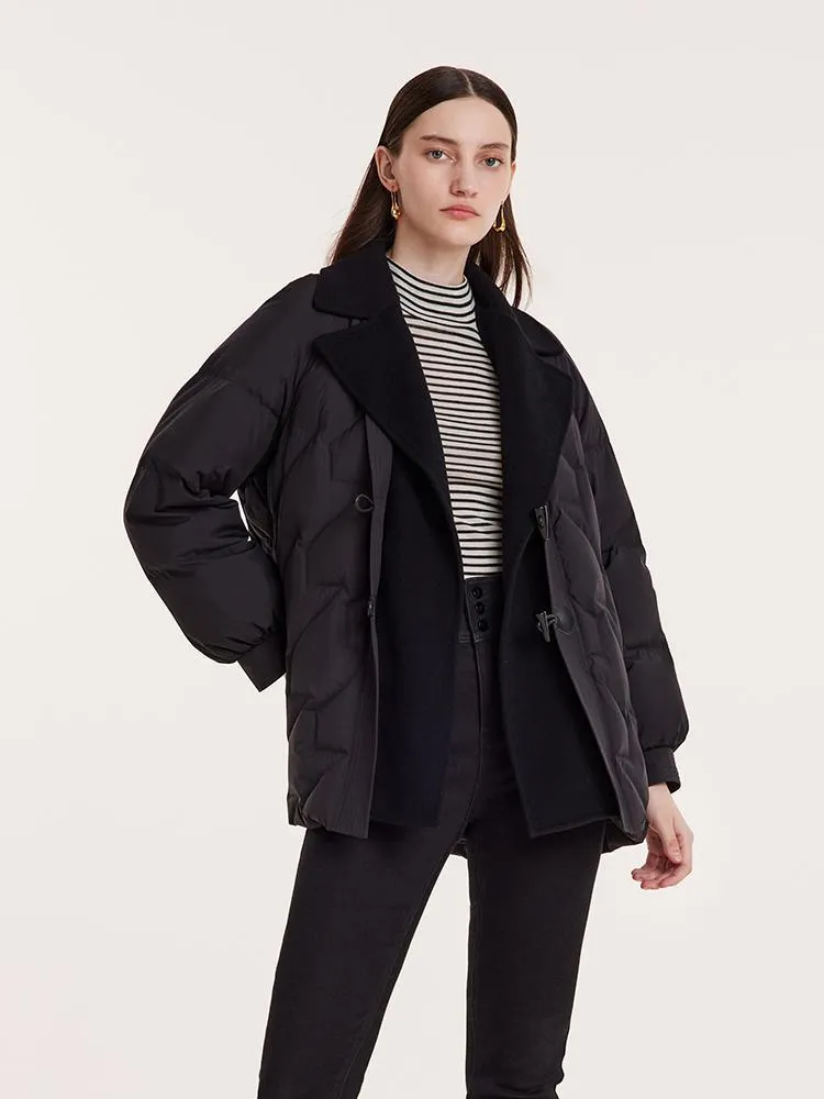 Double-Layer Horn Button Goose Down Garment