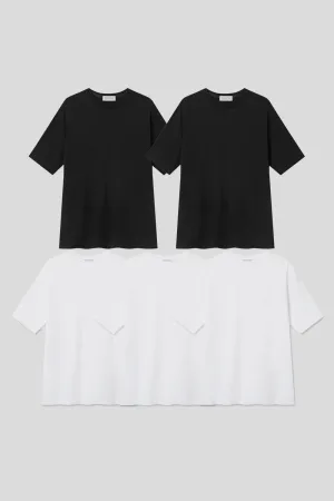 EDUARDO Men's Semi Over Fit Short Sleeve T-Shirt Easy Set, 5-pack.