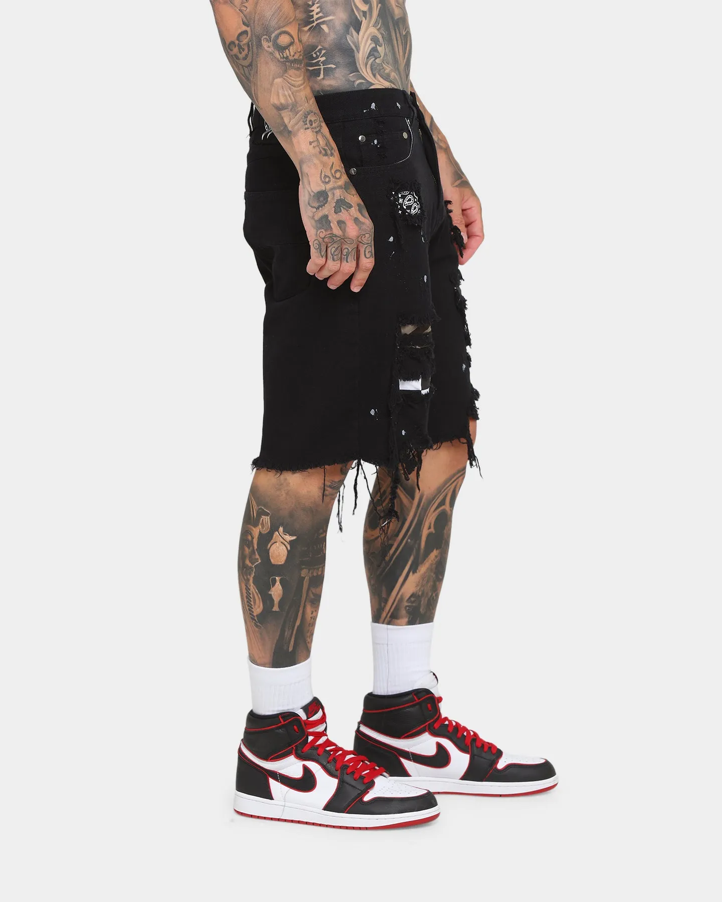 EN ES Apollo Raw Denim Shorts Washed Black