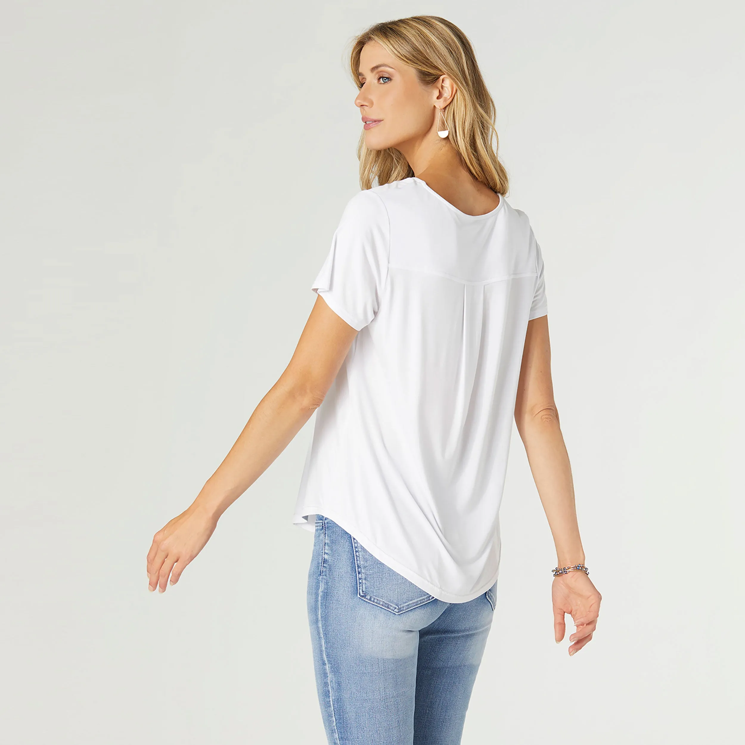 Erin Pleat Back Tee - White