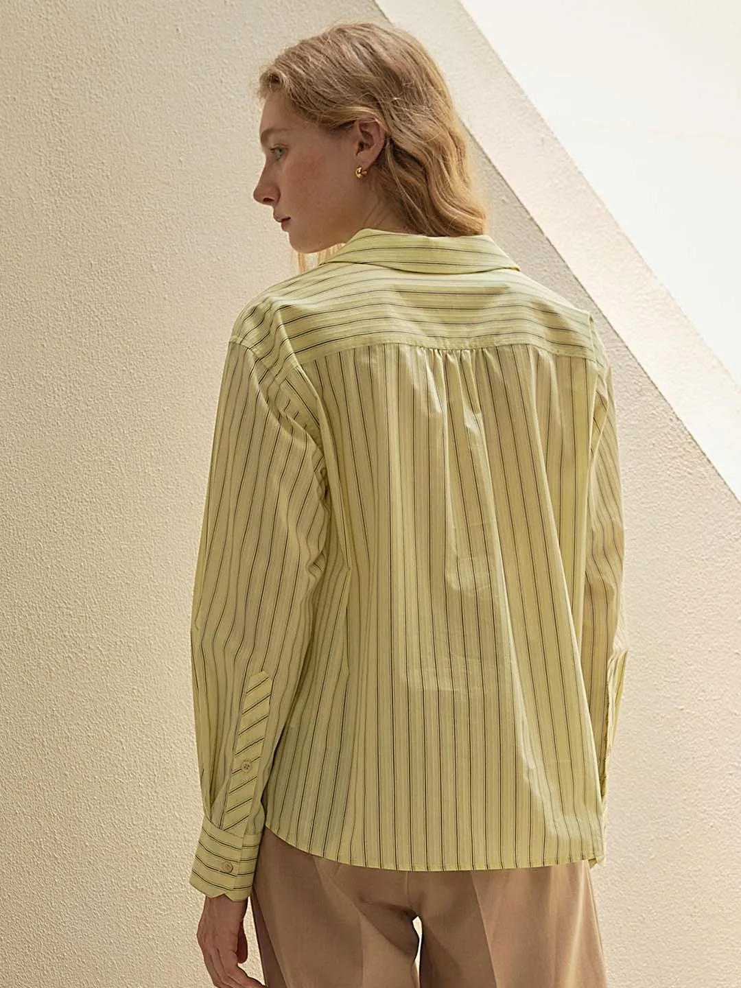 【Final Sale】Georgina Vintage Classic Suit Collar Striped Shirt