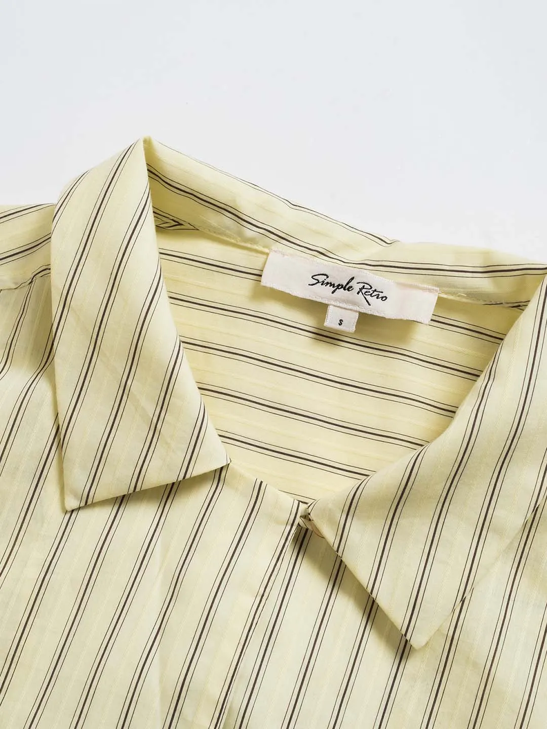 【Final Sale】Georgina Vintage Classic Suit Collar Striped Shirt