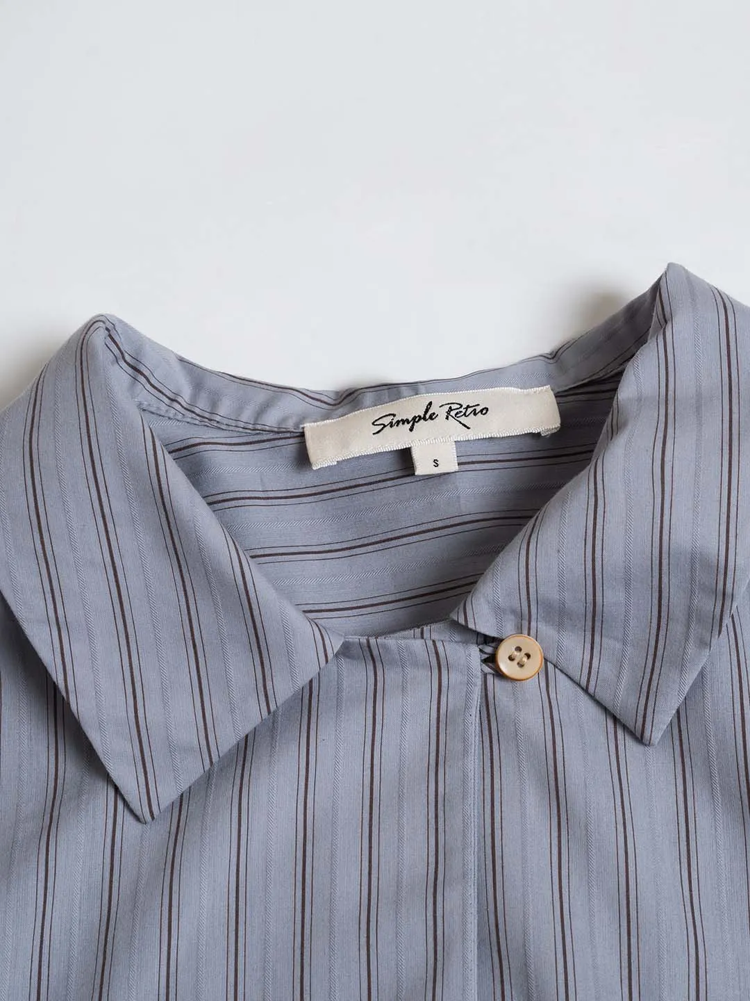 【Final Sale】Georgina Vintage Classic Suit Collar Striped Shirt