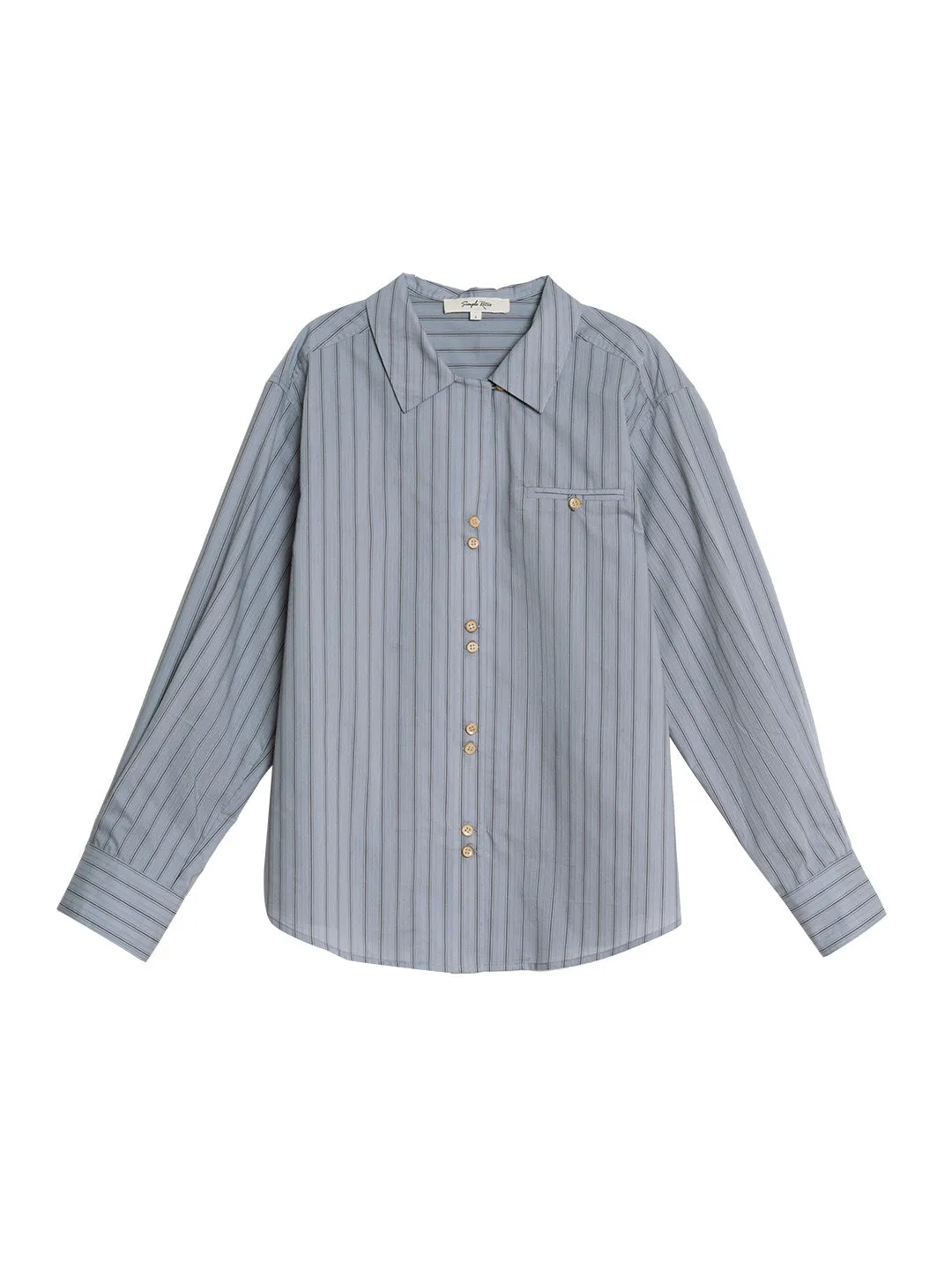 【Final Sale】Georgina Vintage Classic Suit Collar Striped Shirt