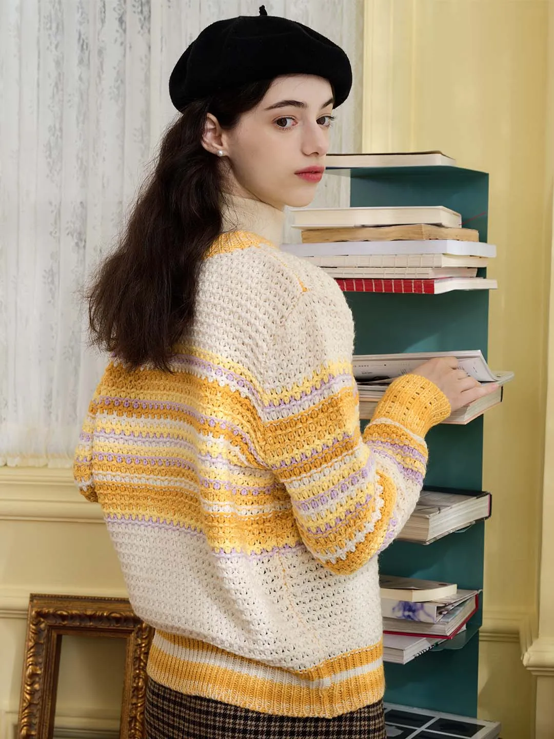【Flash Sale】Olive Classic Crew Neck Contrast Sweater