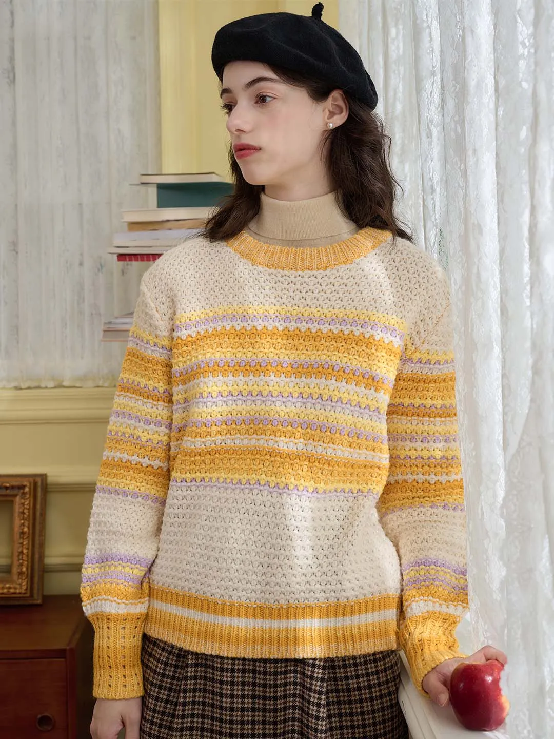 【Flash Sale】Olive Classic Crew Neck Contrast Sweater