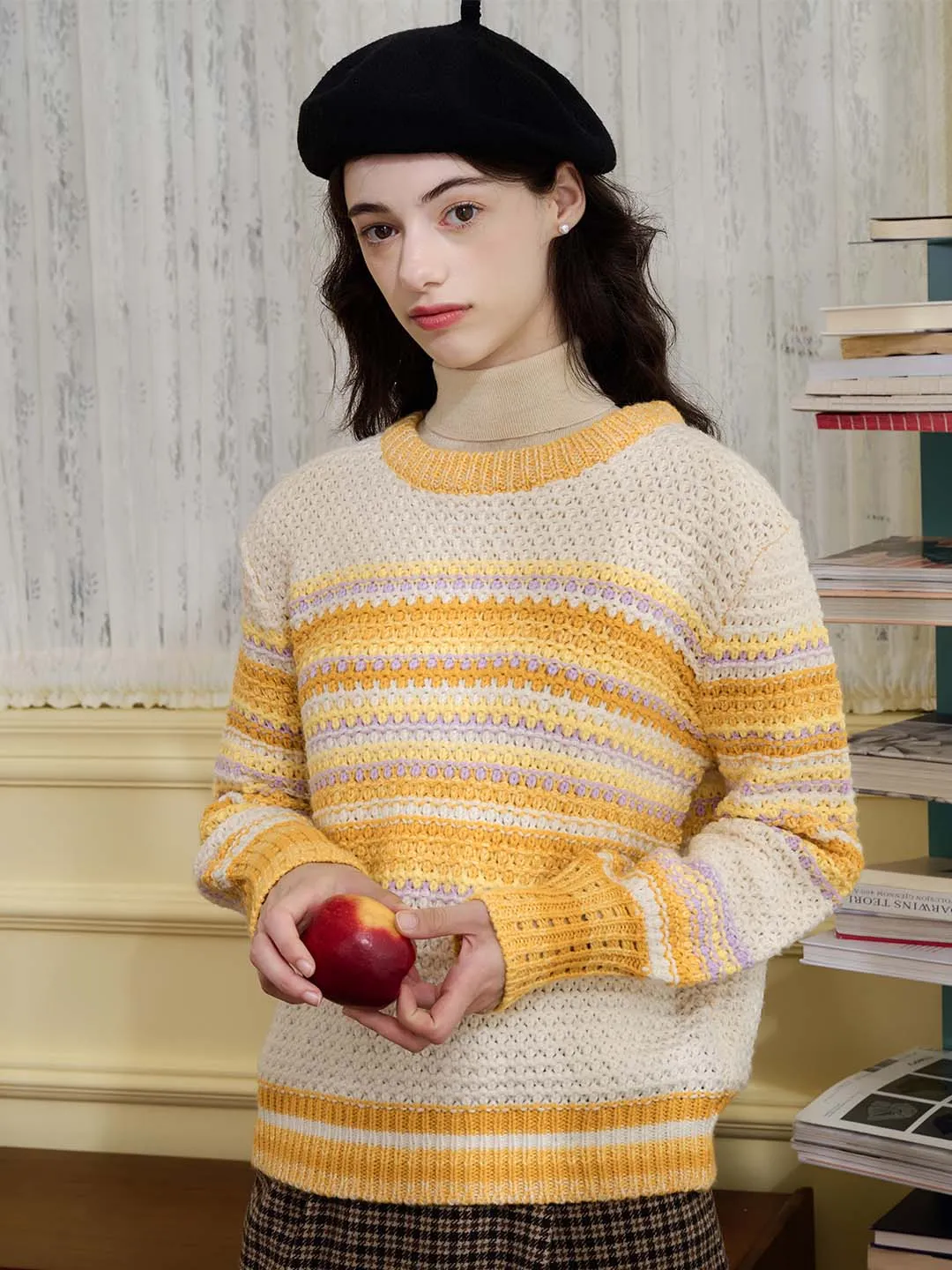 【Flash Sale】Olive Classic Crew Neck Contrast Sweater