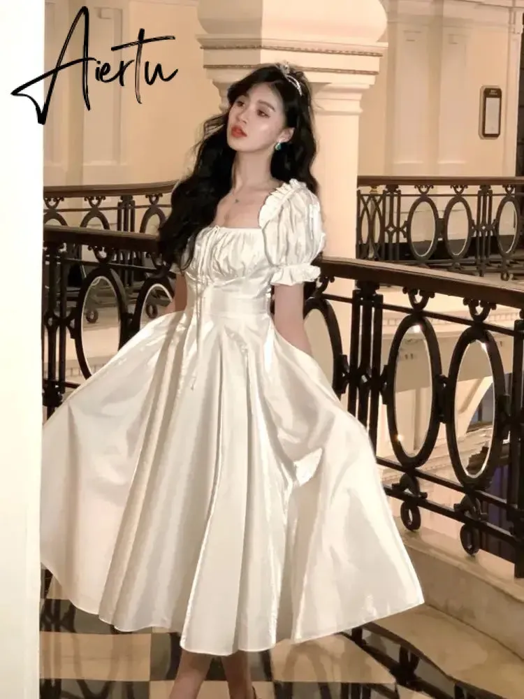 French Vintage Burgundy Evening Party Dress Women  Summer Elegant Romantic Prom Vestidos Korean A-line Graduation Dresses