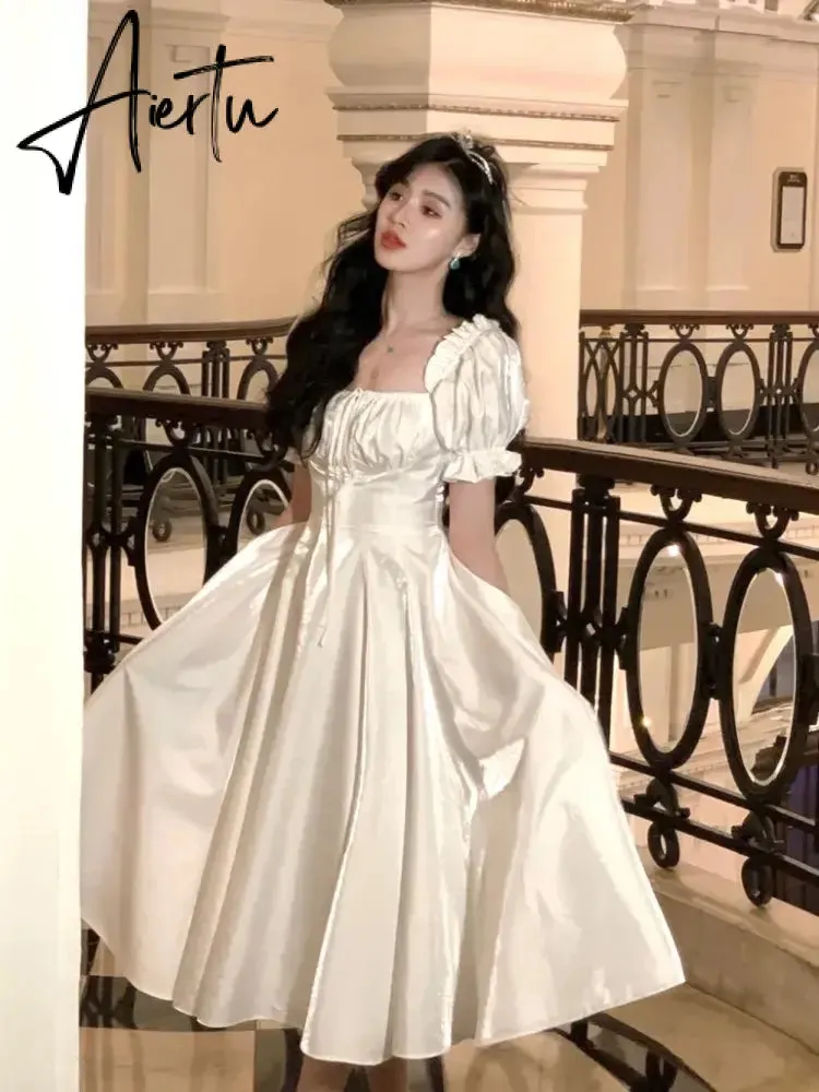 French Vintage Burgundy Evening Party Dress Women  Summer Elegant Romantic Prom Vestidos Korean A-line Graduation Dresses