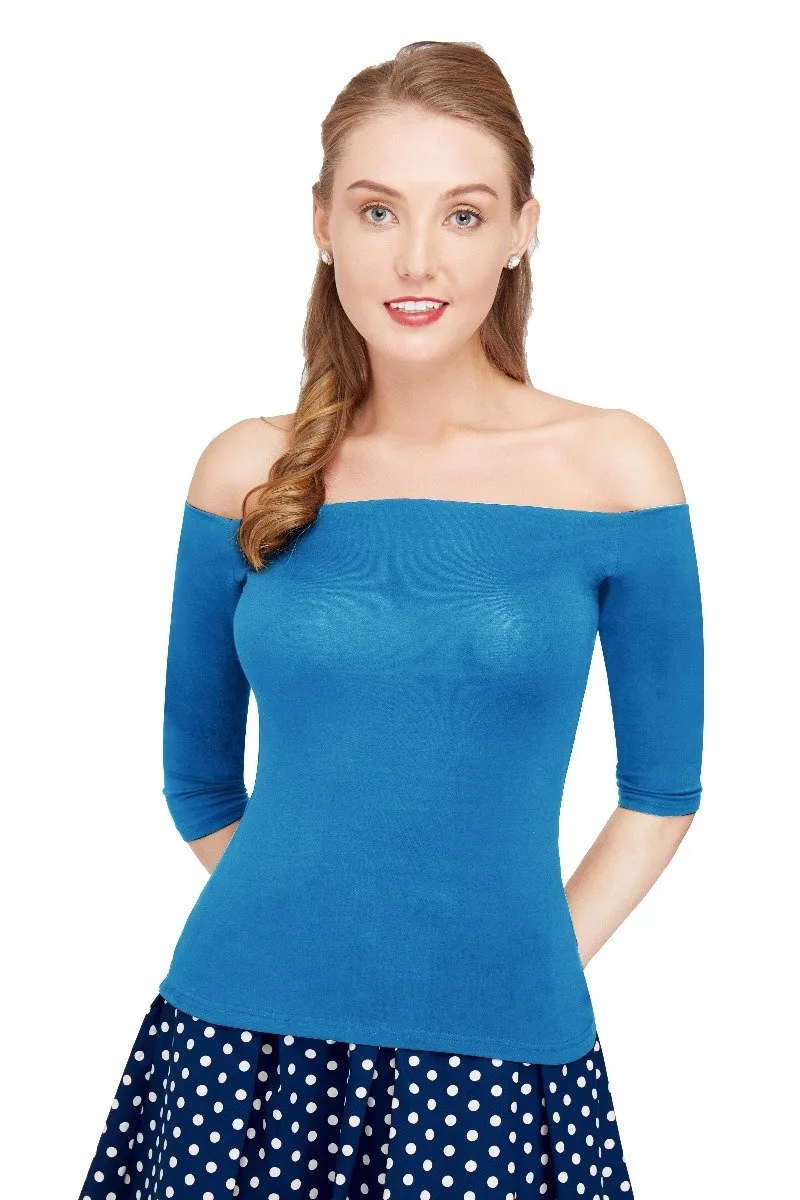 Gloria Off Shoulder Blue Top