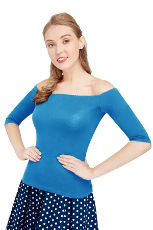 Gloria Off Shoulder Blue Top