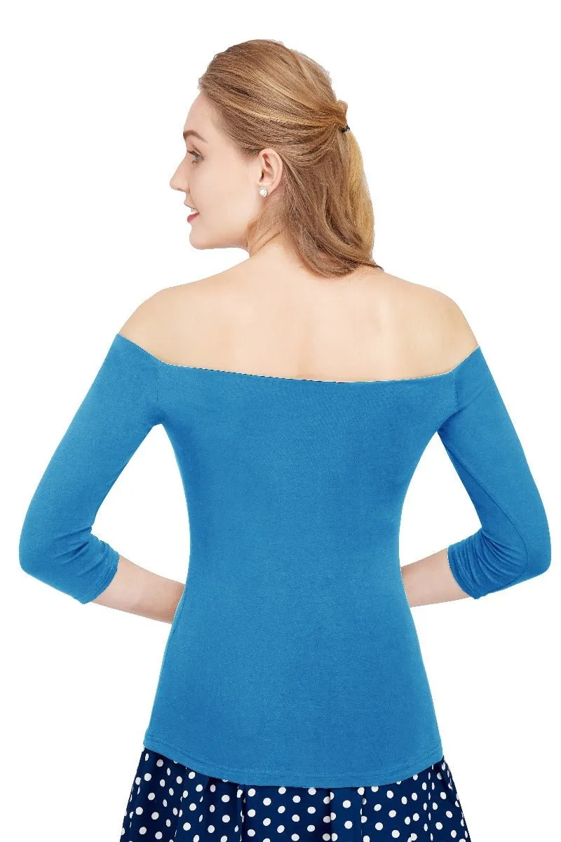 Gloria Off Shoulder Blue Top