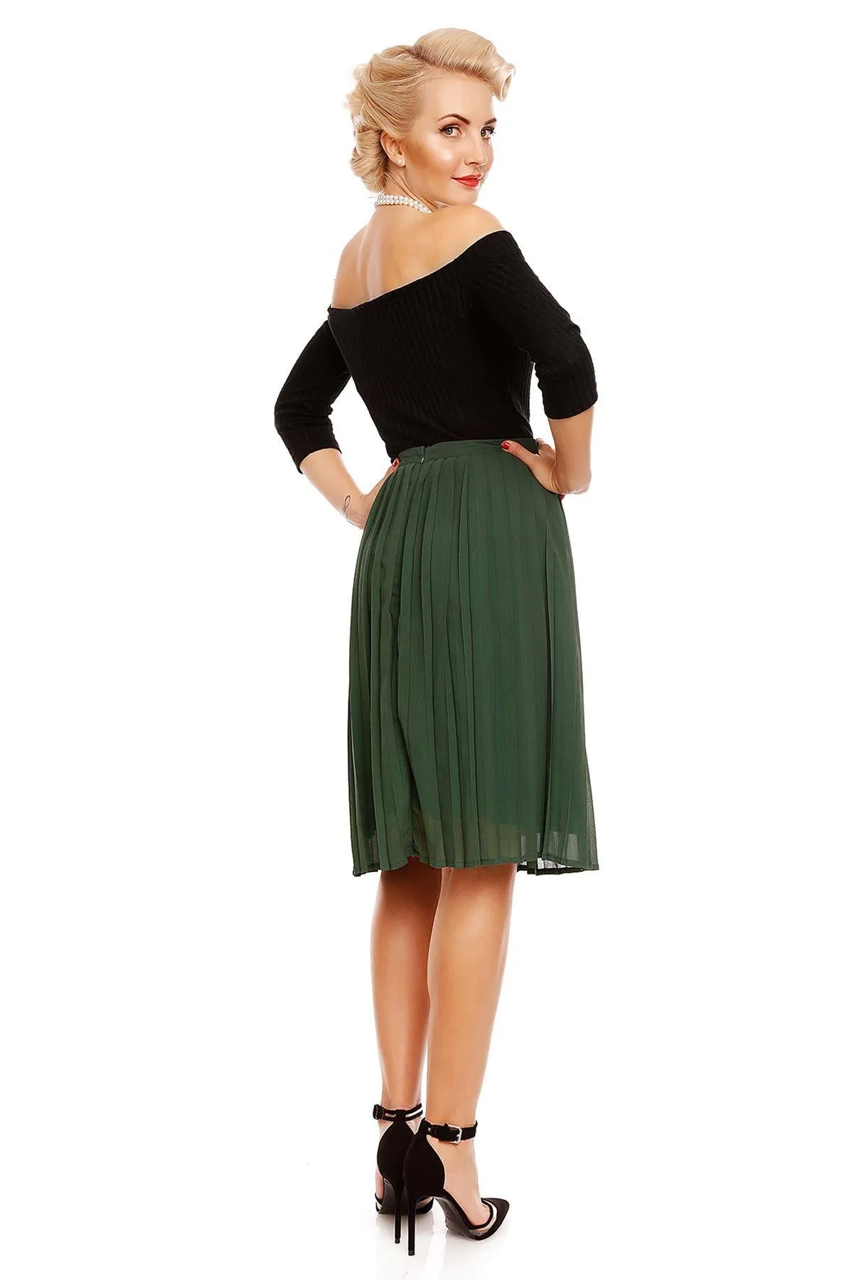 Gloria Off Shoulder Retro Top in Black