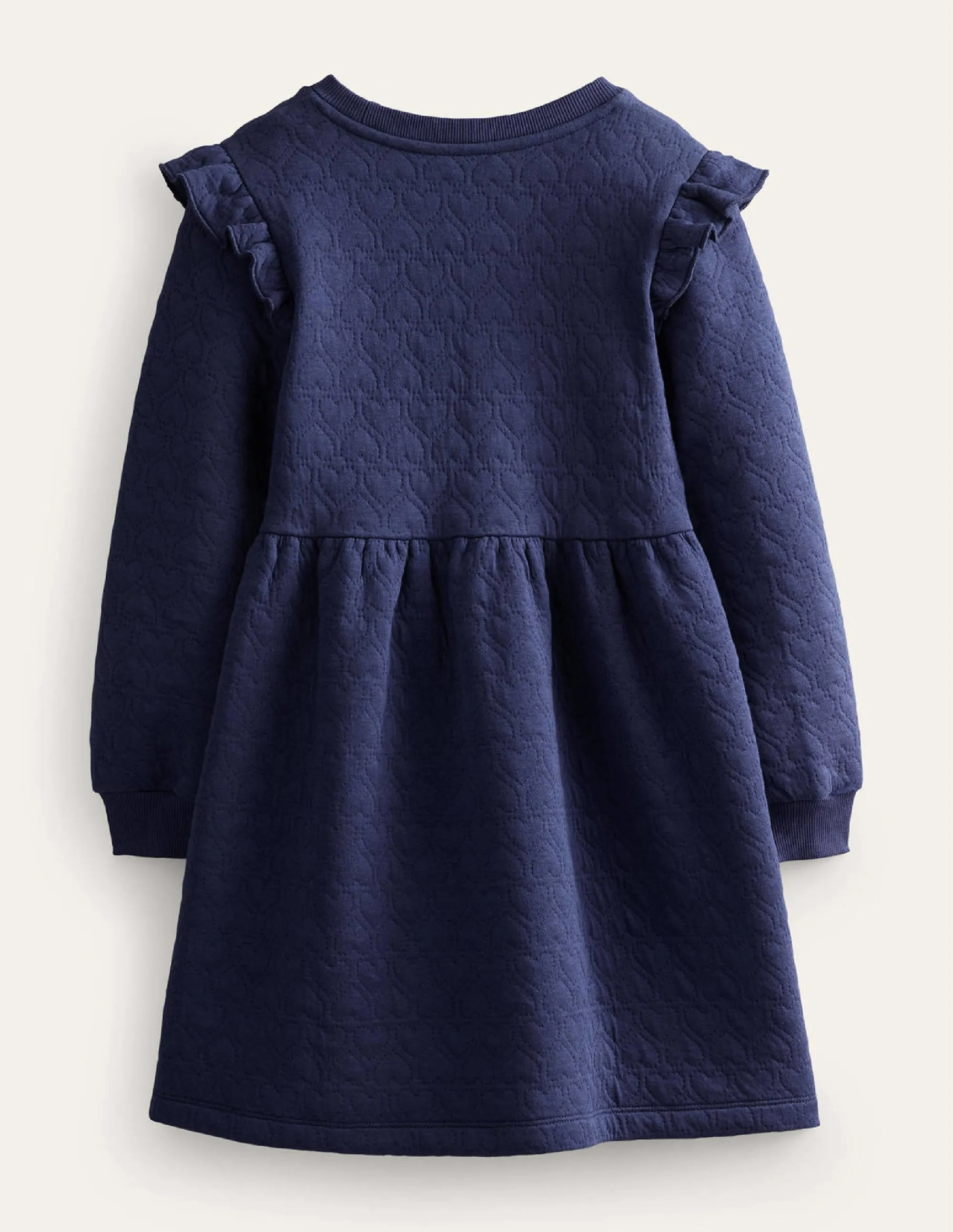 Heart Jacquard Sweat Dress-College Navy