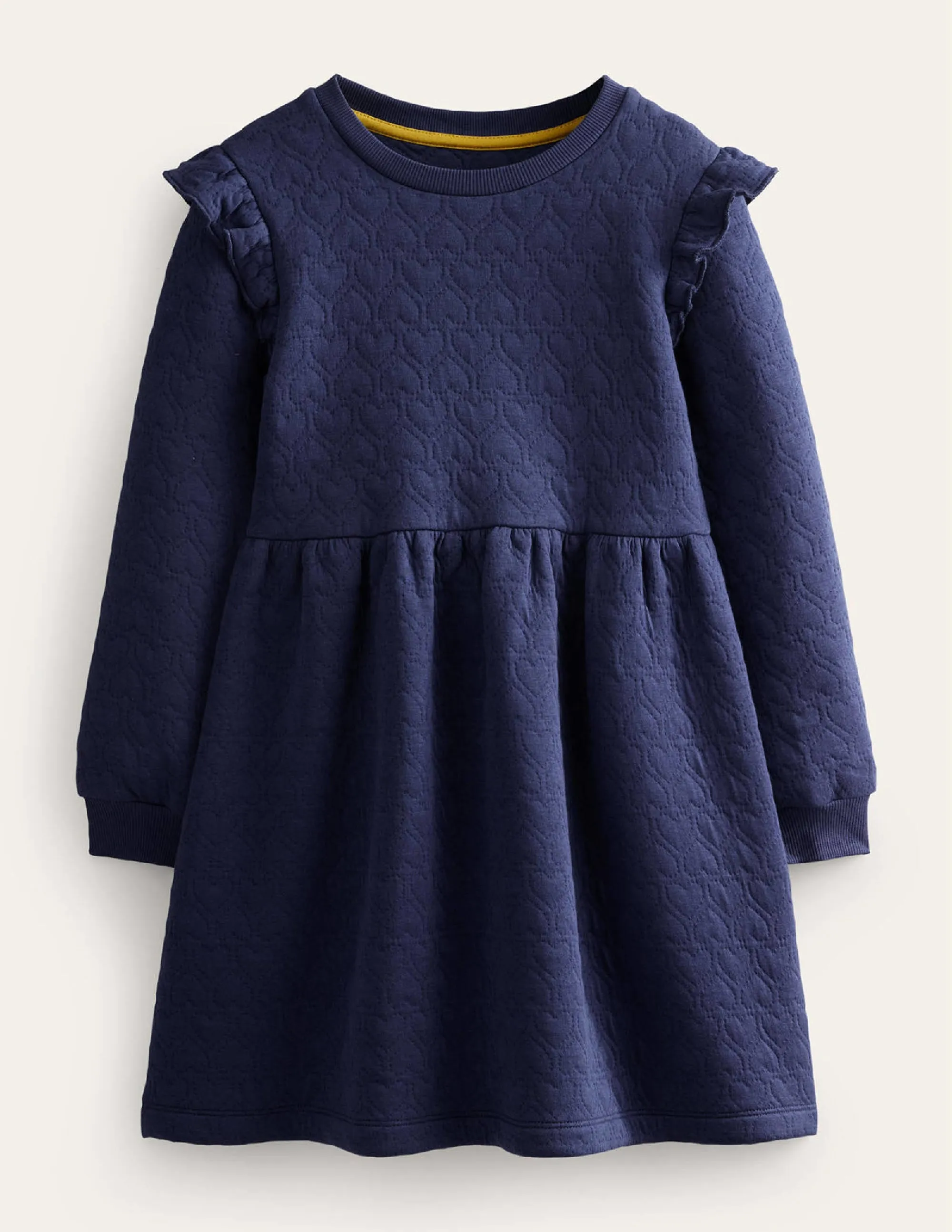 Heart Jacquard Sweat Dress-College Navy