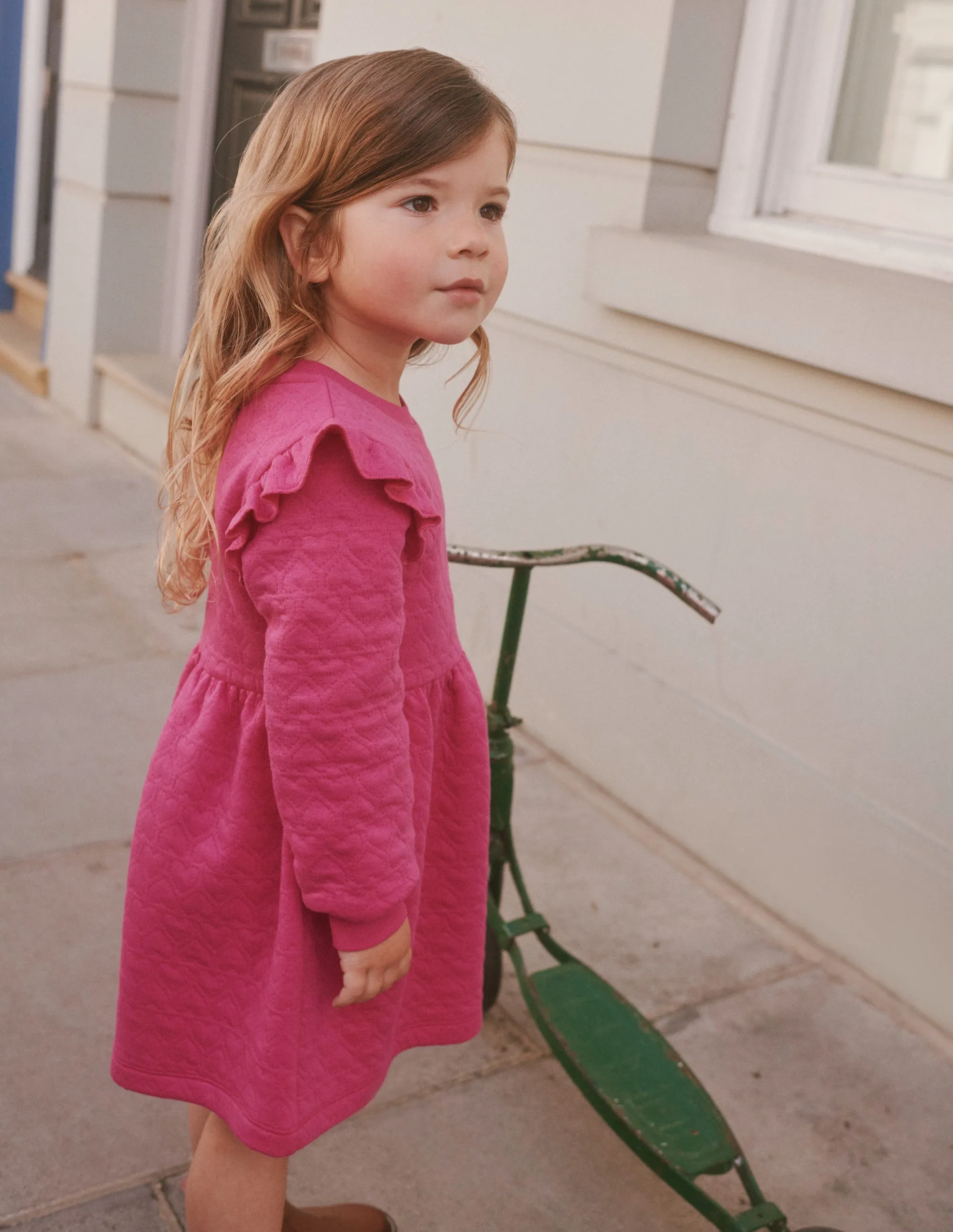 Heart Jacquard Sweat Dress-Phlox Pink