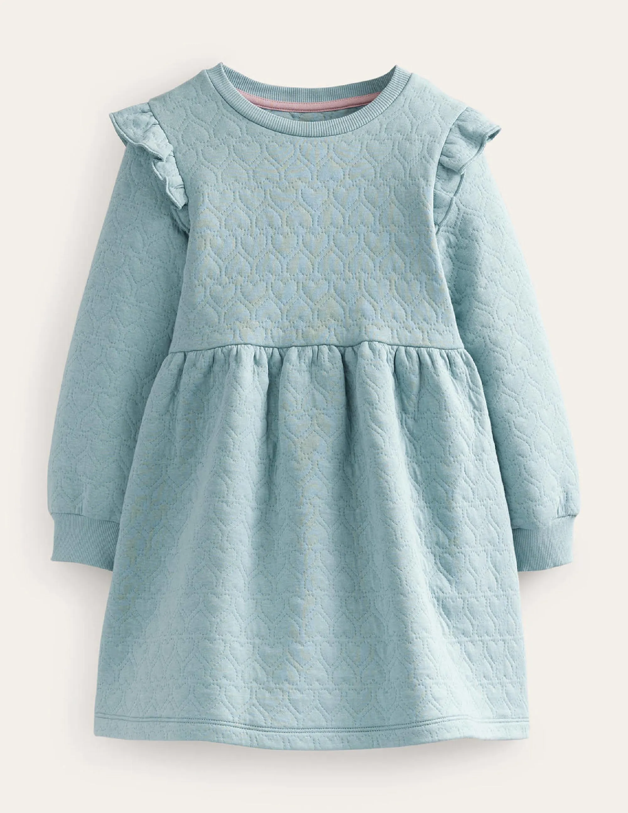 Heart Jacquard Sweat Dress-Tourmaline Blue