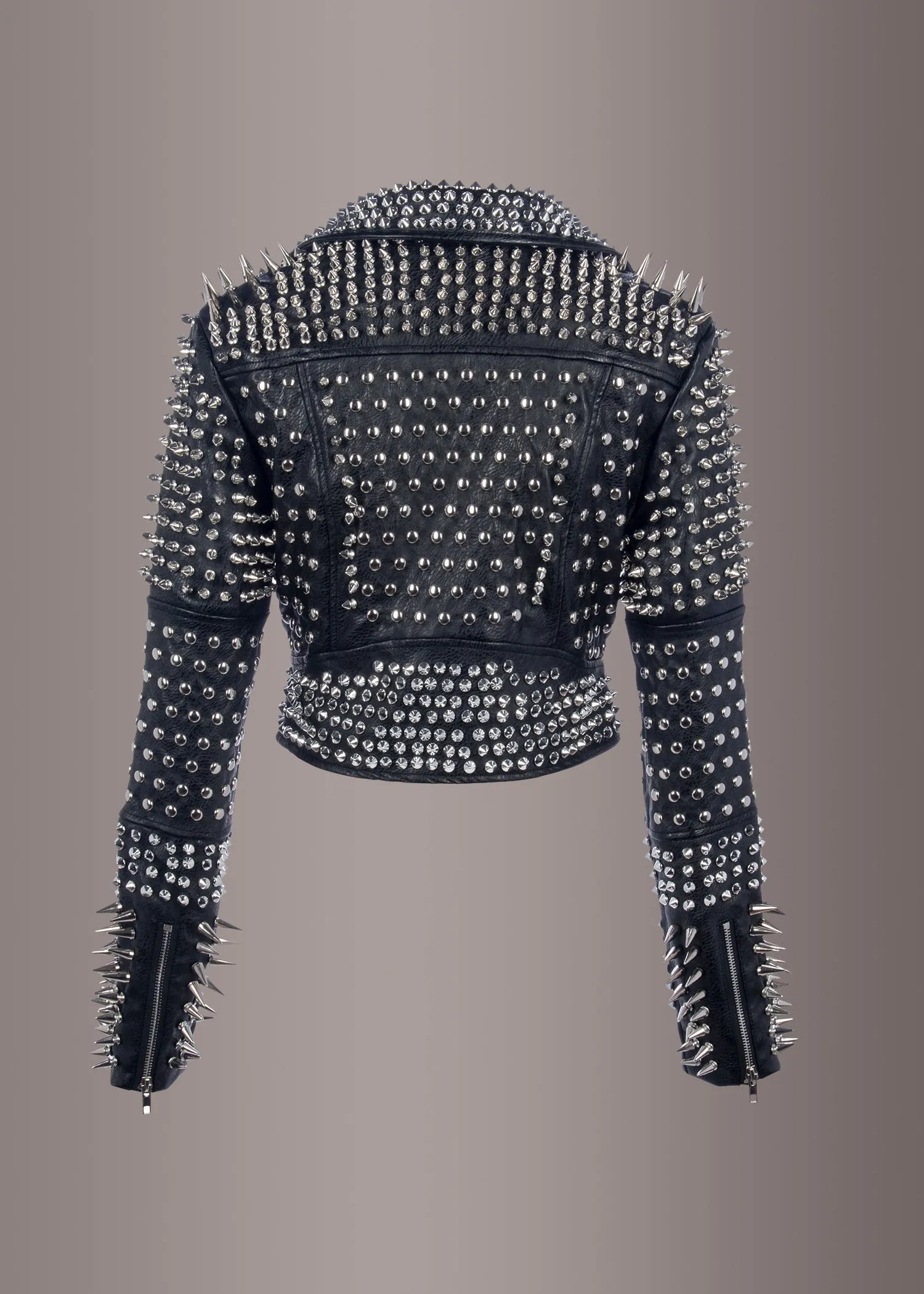 Hellraiser Allover Studded Vegan Leather Moto Jacket