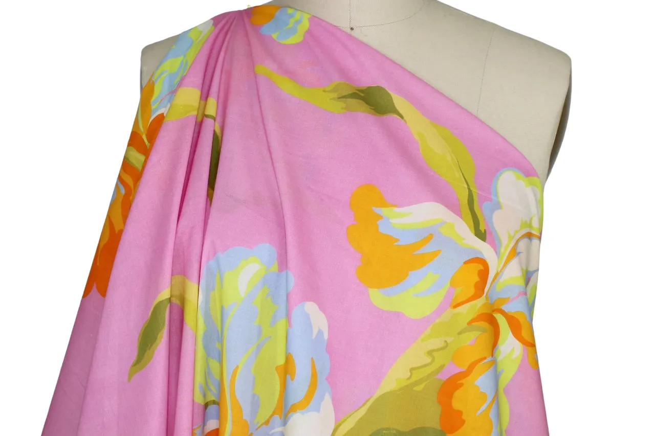 Irises on Parade Cotton Voile - Brights on Pink