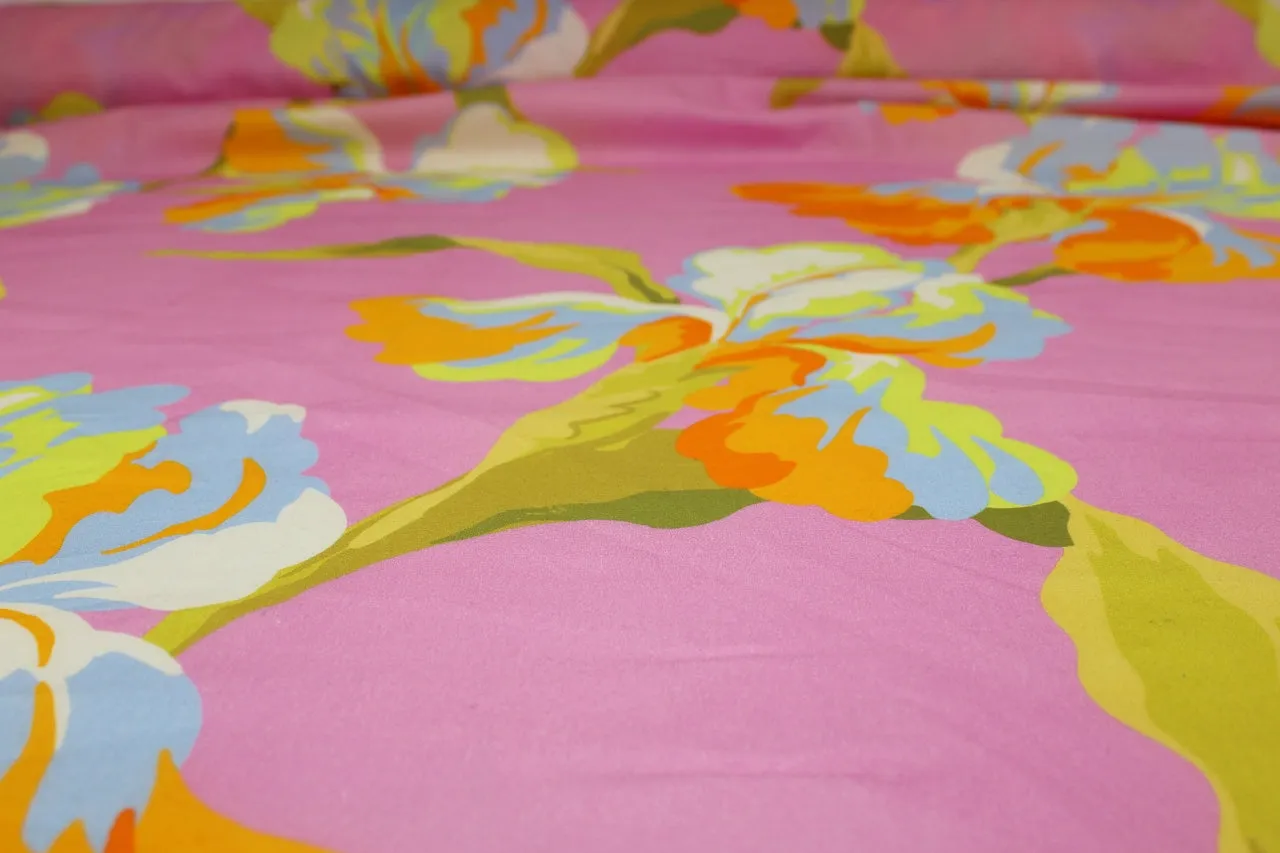 Irises on Parade Cotton Voile - Brights on Pink