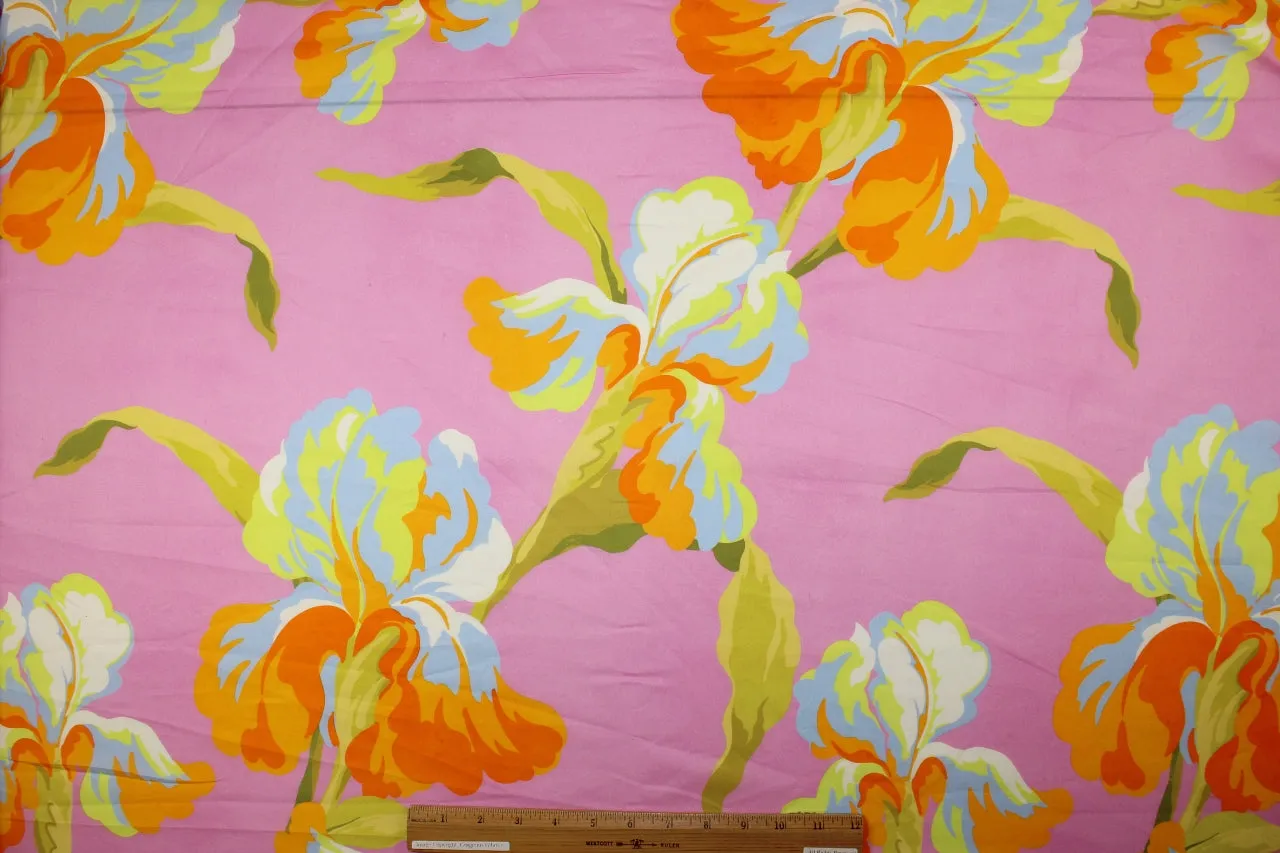 Irises on Parade Cotton Voile - Brights on Pink