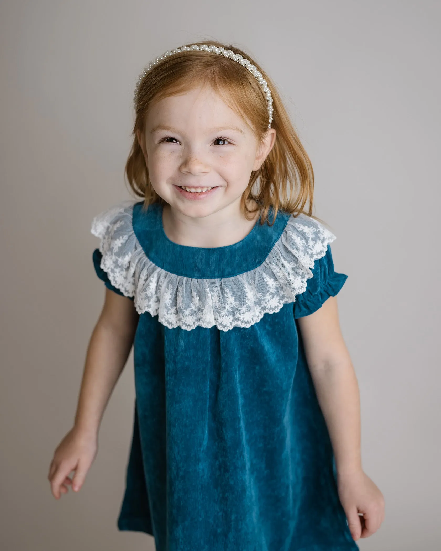 Lace Collar Corduroy Dress