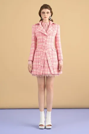Laney A-line Notch Lapel Tweed Thigh Length Coat