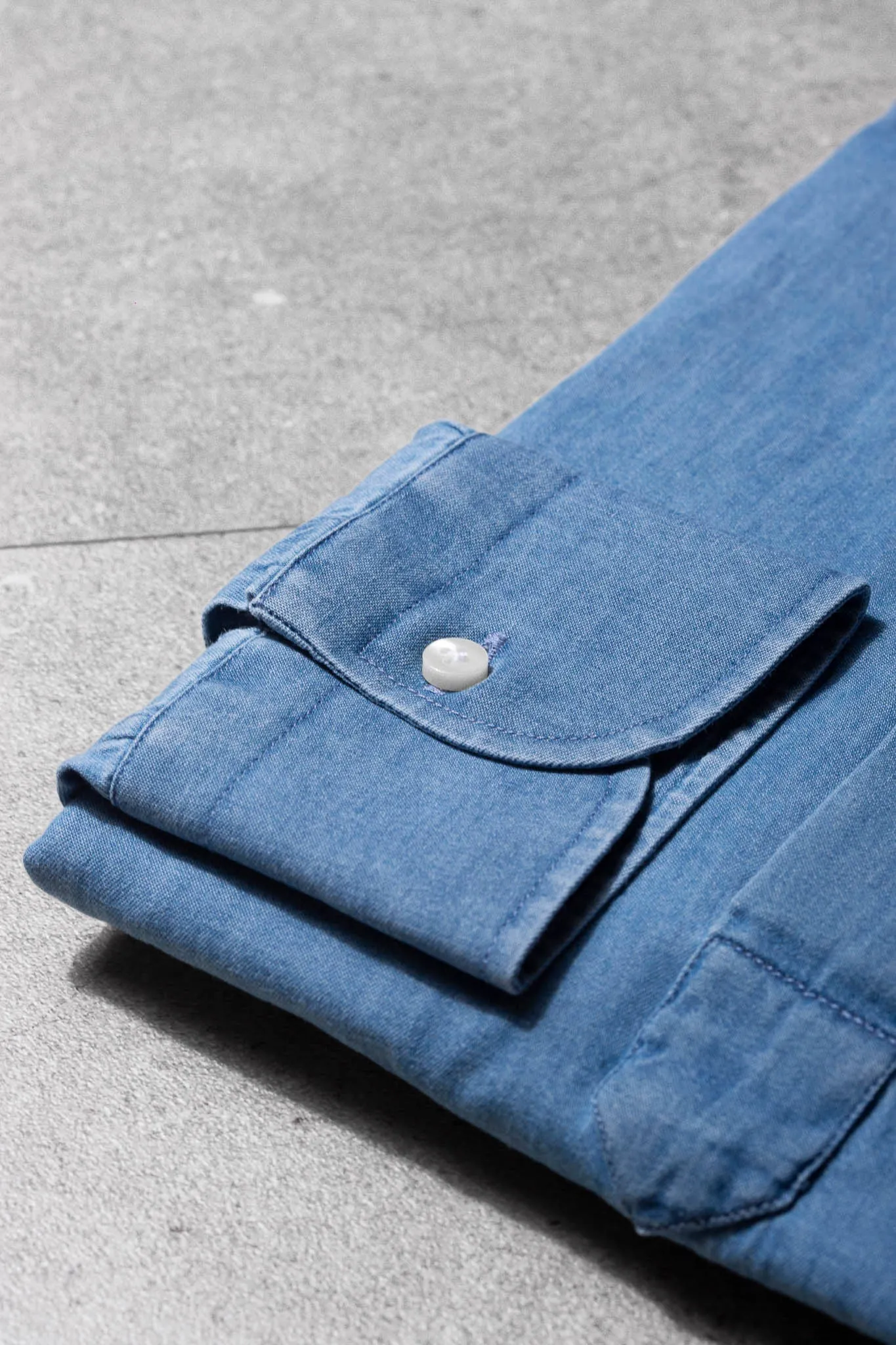 Light blue denim popover shirt - Made in Italy