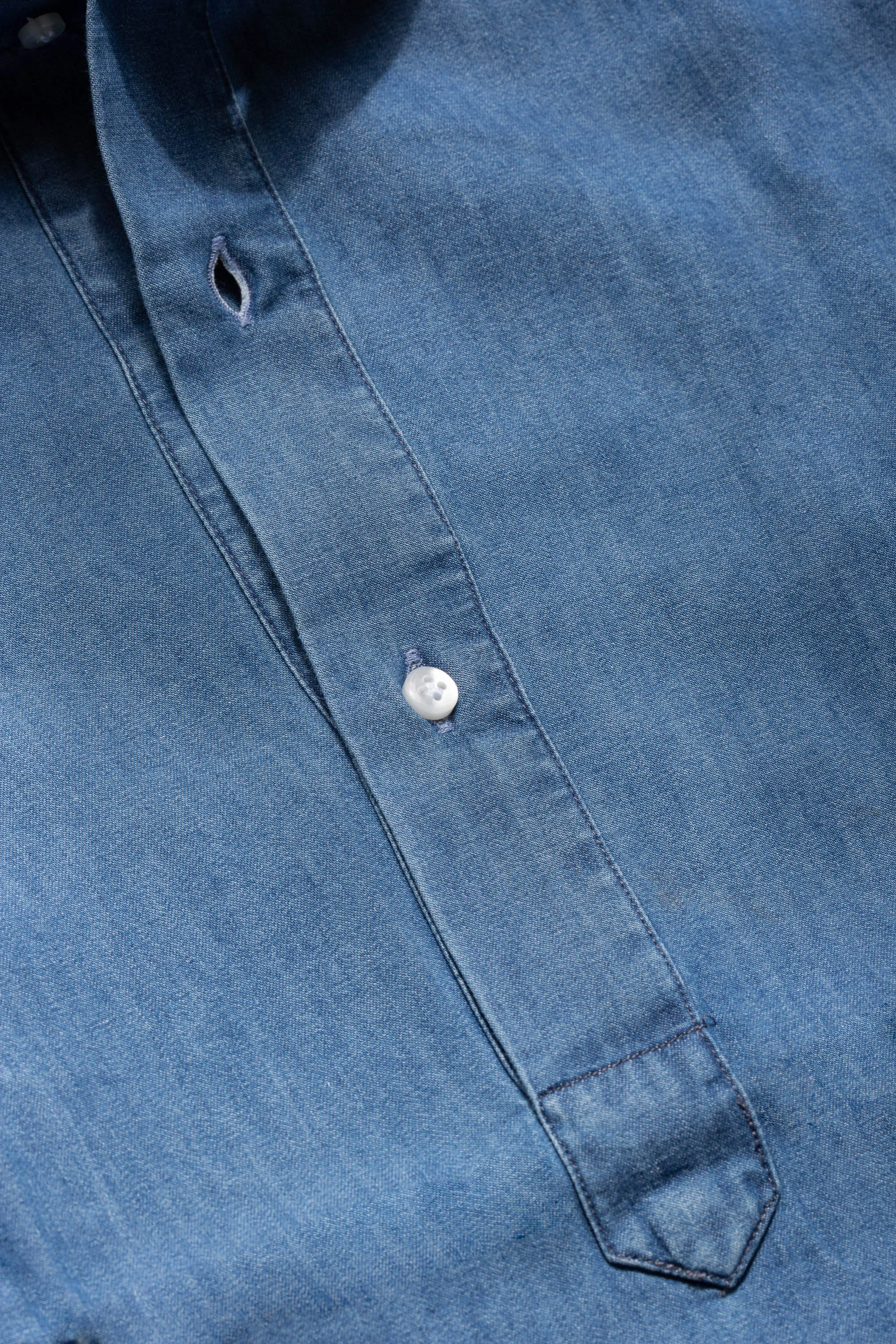 Light blue denim popover shirt - Made in Italy
