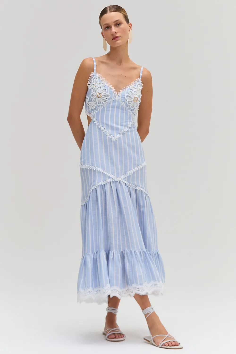 MARINE LINEN CUT OUT MIDI DRESS