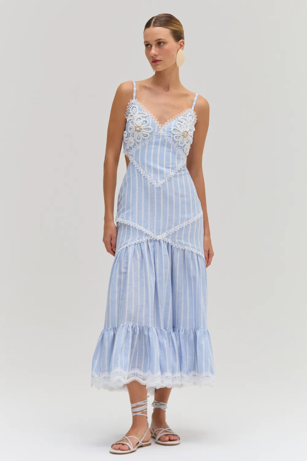 MARINE LINEN CUT OUT MIDI DRESS
