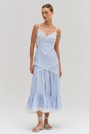 MARINE LINEN CUT OUT MIDI DRESS