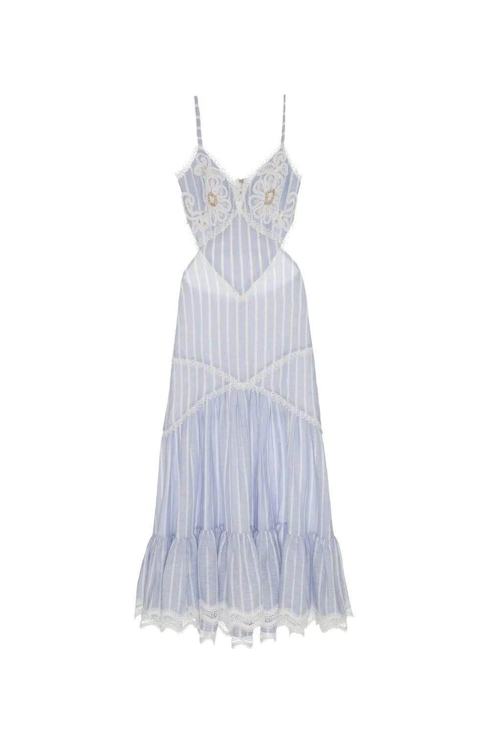 MARINE LINEN CUT OUT MIDI DRESS