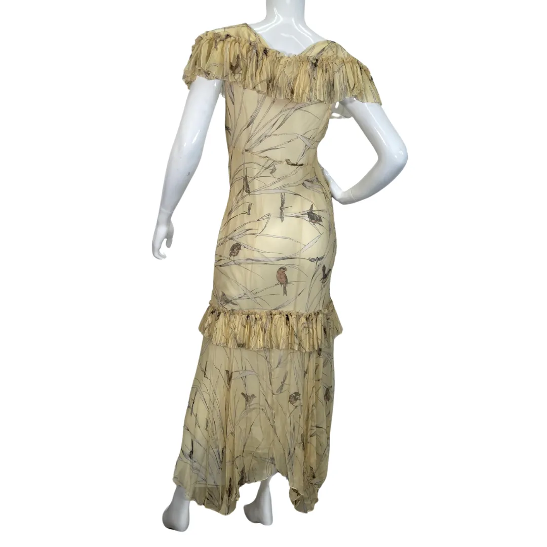Marni Yellow Maxi Dress with Birds