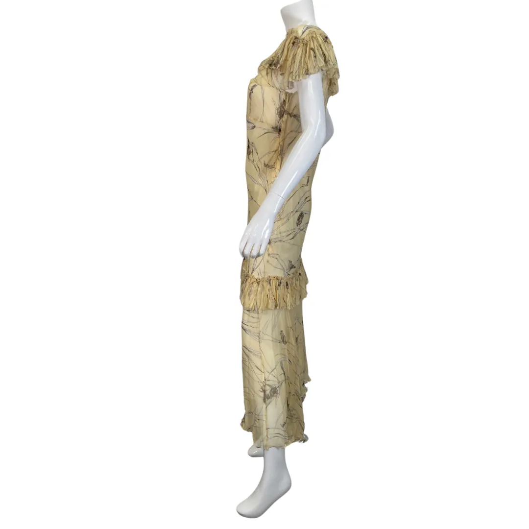 Marni Yellow Maxi Dress with Birds