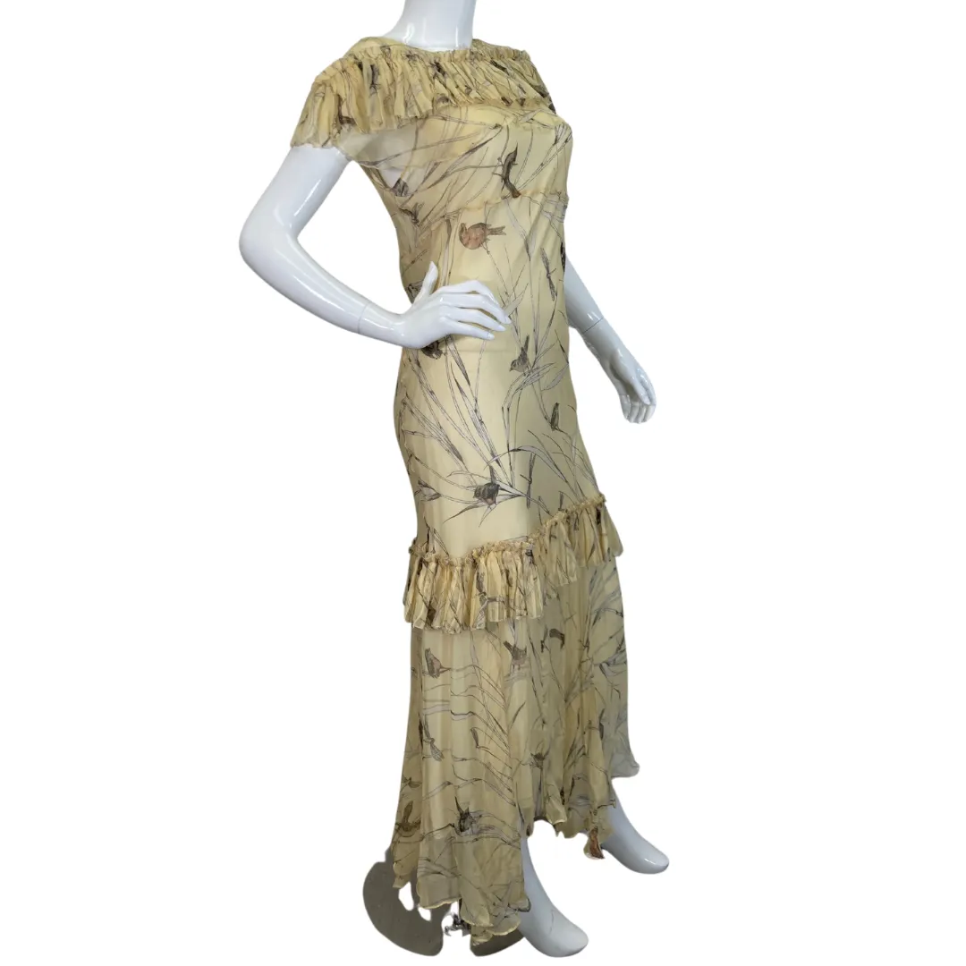 Marni Yellow Maxi Dress with Birds