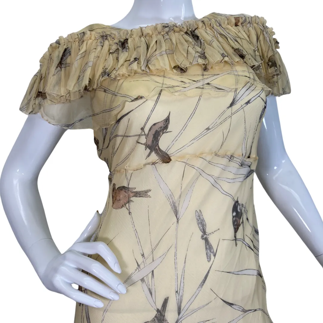 Marni Yellow Maxi Dress with Birds