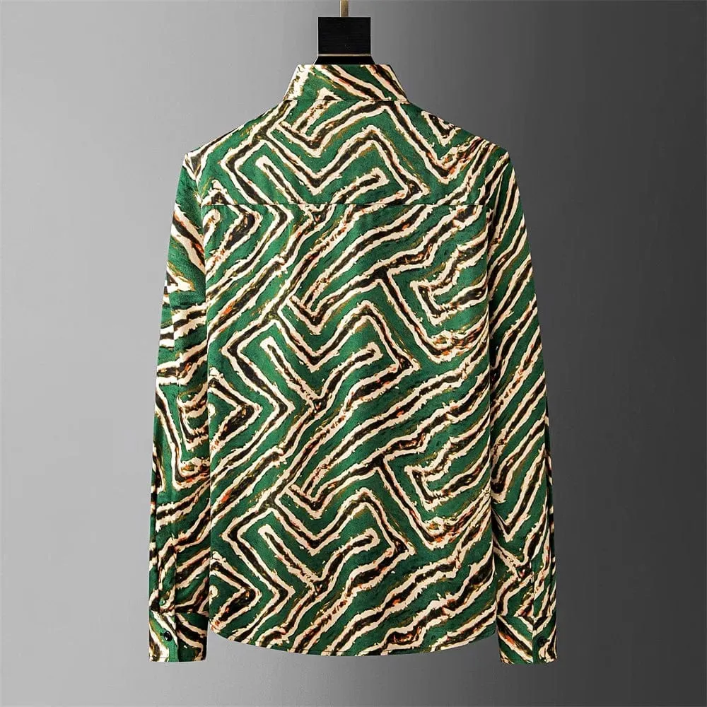 Men's Long Sleeve Striped Shirt: Casual Loose Fit, Streetwear, Social, Hawaiian Style